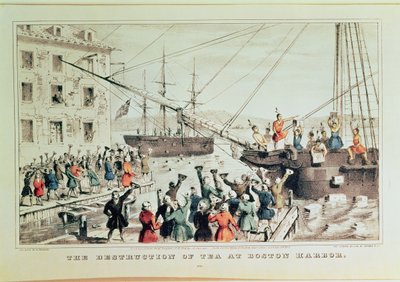 La fiesta del té de Boston, 1846 de N. and Ives, J.M. Currier